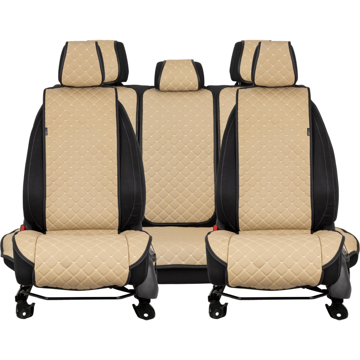 EVAtech ECO Standard Seat Covers, 3 pcs - beige / black edges / beige stitches