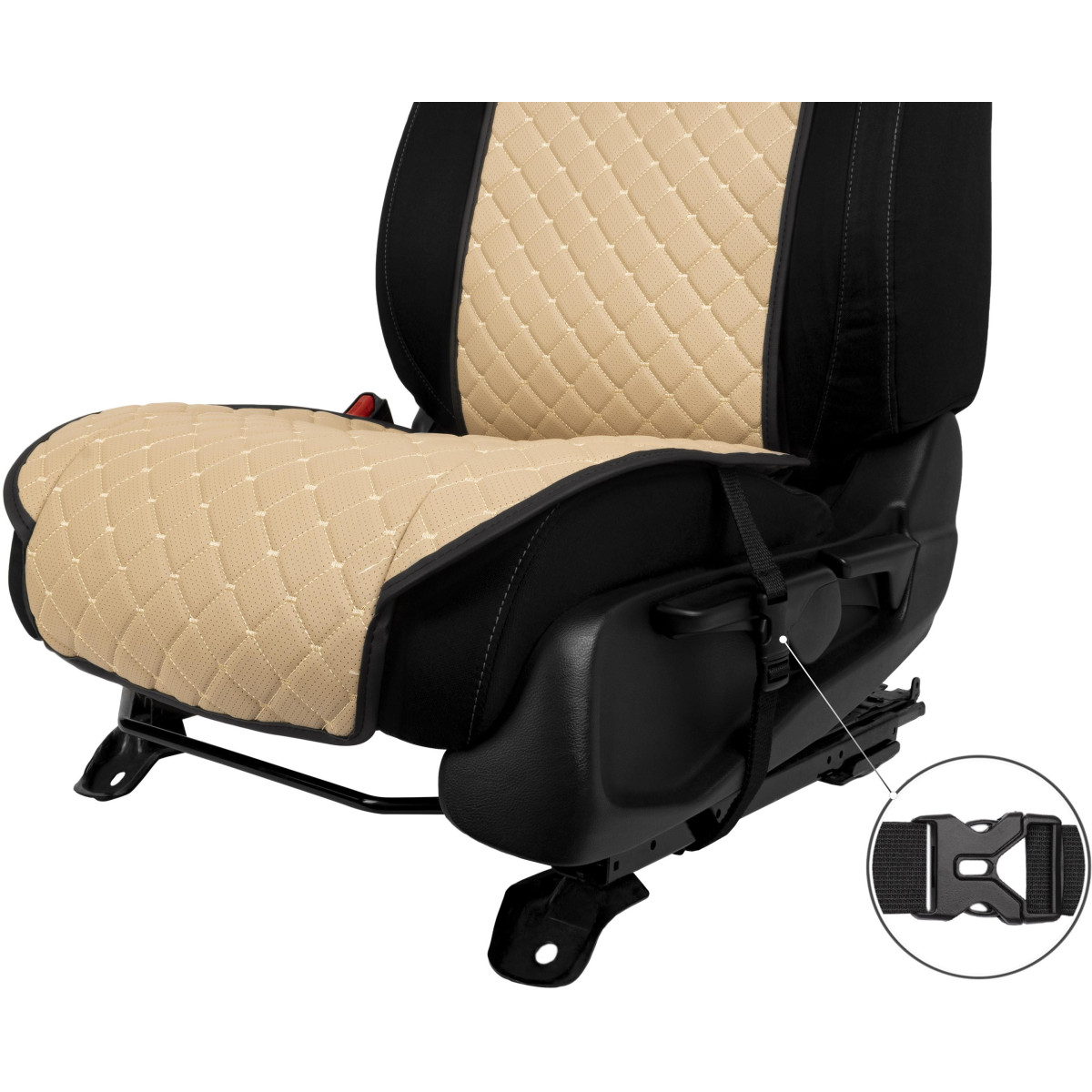 EVAtech ECO Standard Seat Covers, 3 pcs - beige / black edges / beige stitches