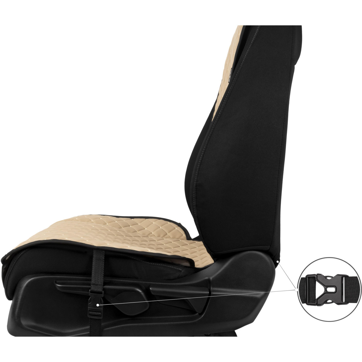 EVAtech ECO Standard Seat Covers, 3 pcs - beige / black edges / beige stitches