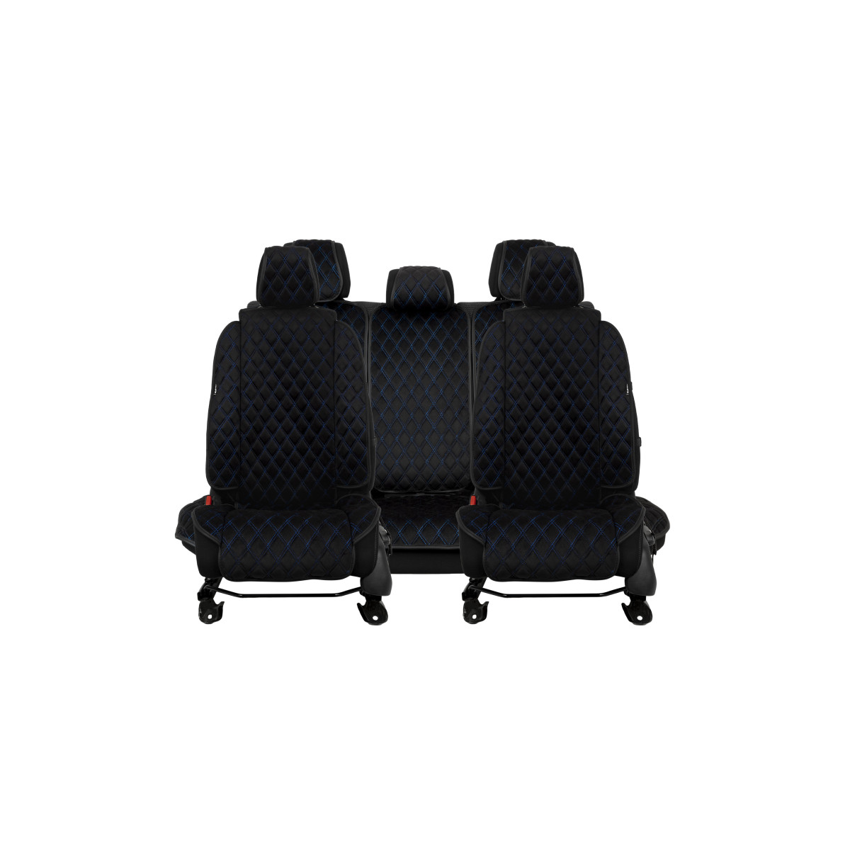 EVAtech Max Seat Covers, 3 pcs - black / black edges / blue stitches