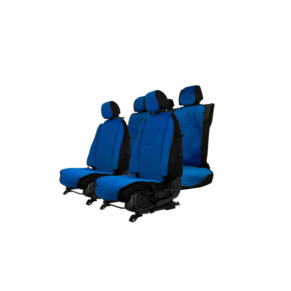 EVAtech Max Seat Covers, 3 pcs - blue / black edges / blue stitches