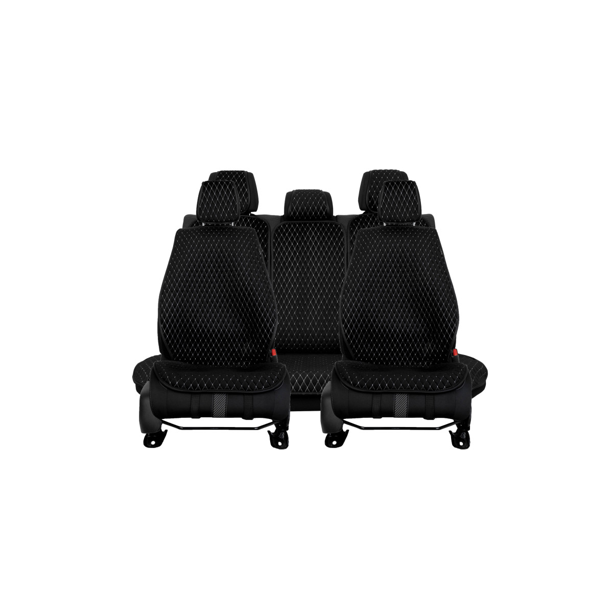 EVAtech PRO Seat Covers, 3 pcs - black / black edges / white stitches