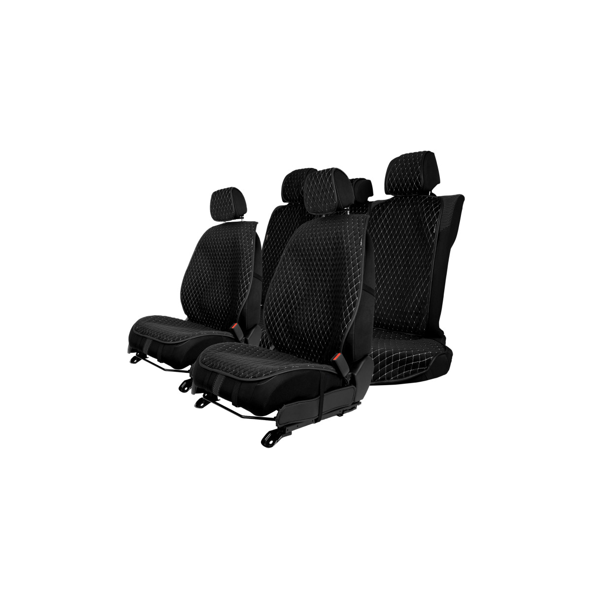 EVAtech PRO Seat Covers, 3 pcs - black / black edges / white stitches