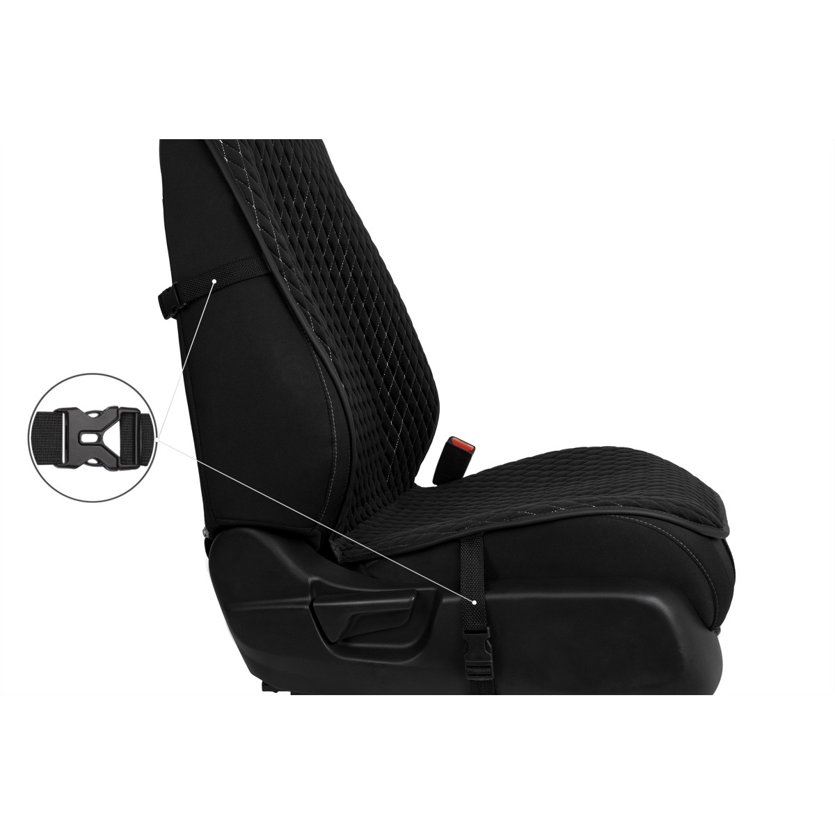 EVAtech PRO Seat Covers, 3 pcs - black / black edges / white stitches