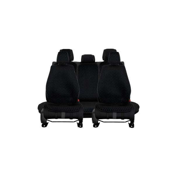 EVAtech PRO Seat Covers, 3 pcs - black / black edges / blue stitches