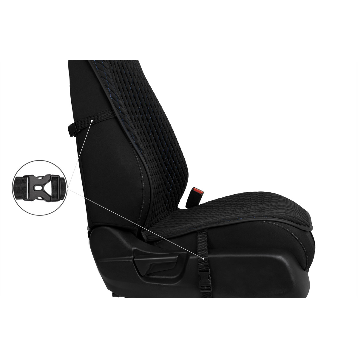 EVAtech PRO Seat Covers, 3 pcs - black / black edges / blue stitches