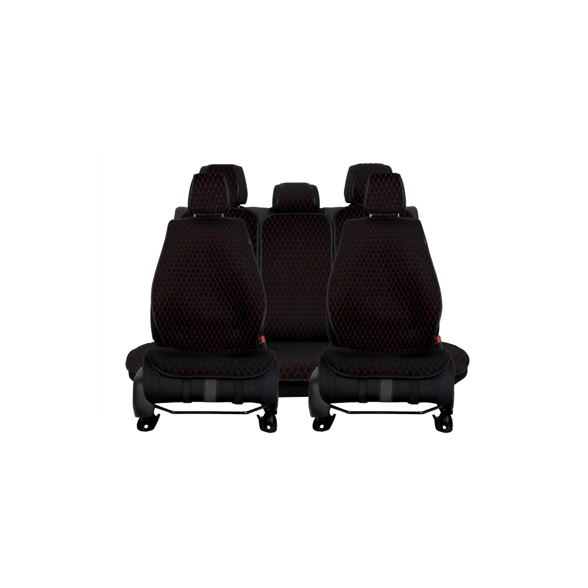 EVAtech PRO Seat Covers, 3 pcs - black / black edges / red stitches