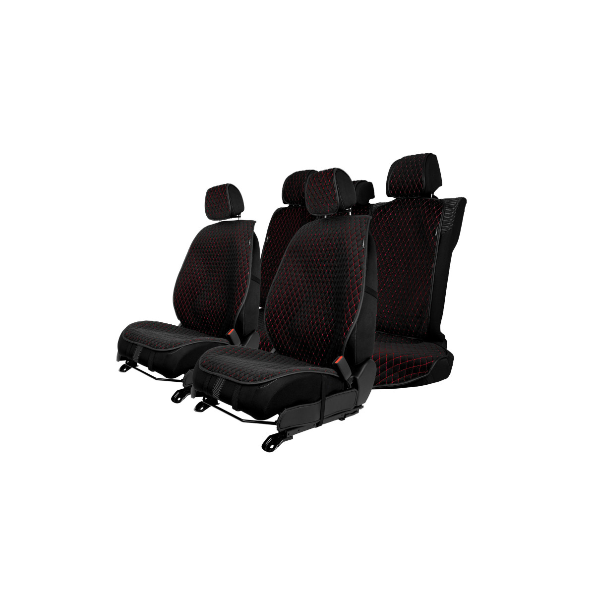 EVAtech PRO Seat Covers, 3 pcs - black / black edges / red stitches