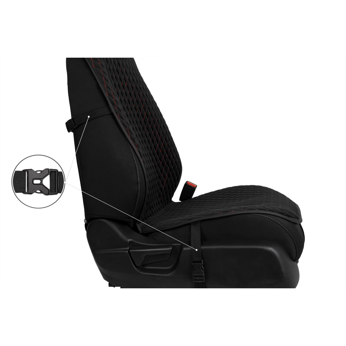 EVAtech PRO Seat Covers, 3 pcs - black / black edges / red stitches