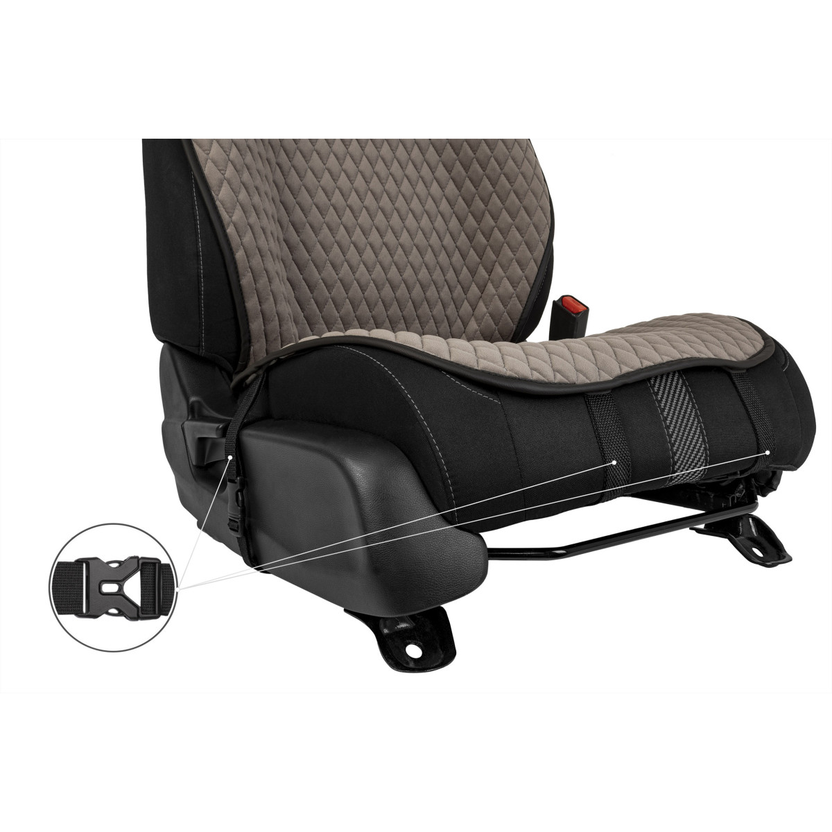 EVAtech PRO Seat Covers, 3 pcs - grey / black edges / gray stitches