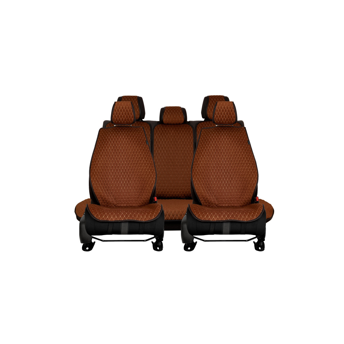 EVAtech PRO Seat Covers, 3 pcs - brown / black edges / brown stitches