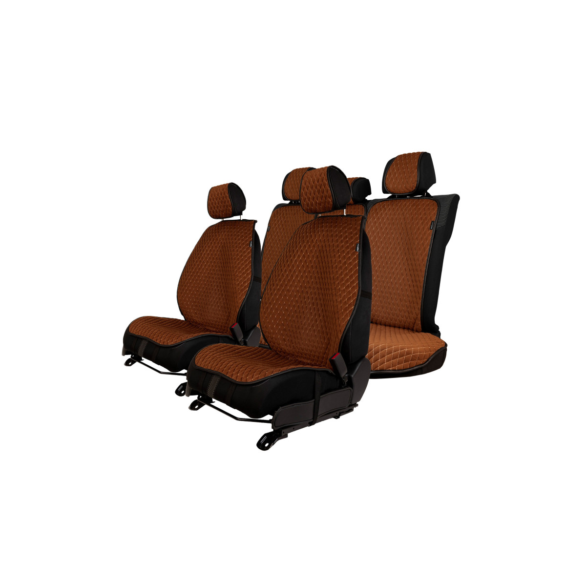EVAtech PRO Seat Covers, 3 pcs - brown / black edges / brown stitches