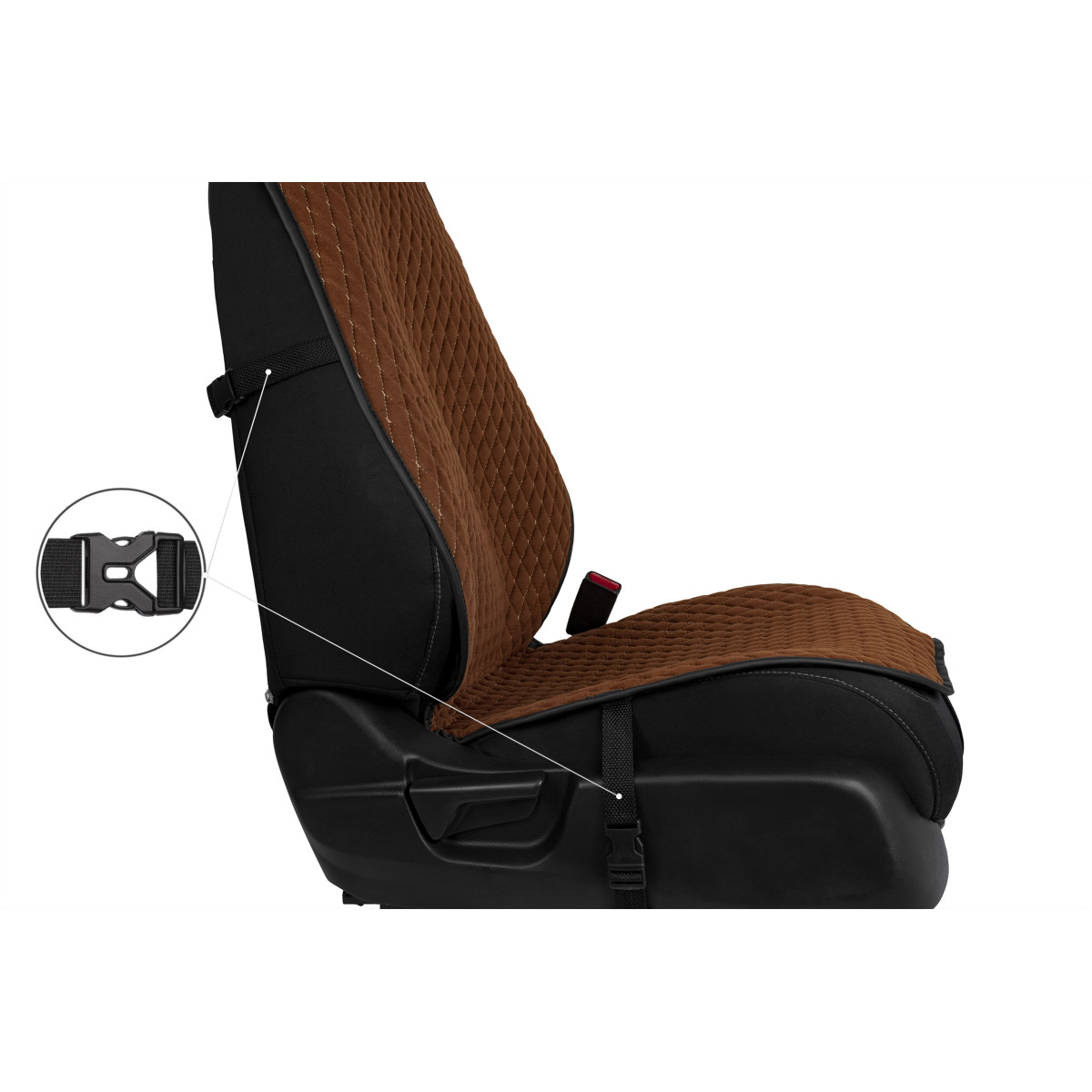 EVAtech PRO Seat Covers, 3 pcs - brown / black edges / brown stitches
