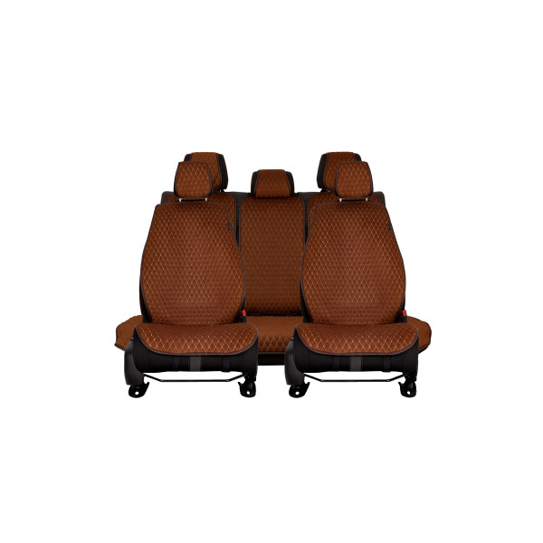 EVAtech PRO Seat Covers, 3 pcs - brown / brown edges / brown stitches