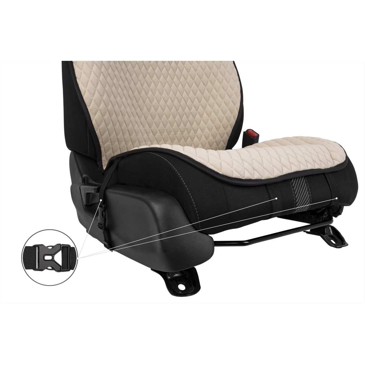 EVAtech PRO Seat Covers, 3 pcs - beige / black edges / beige stitches