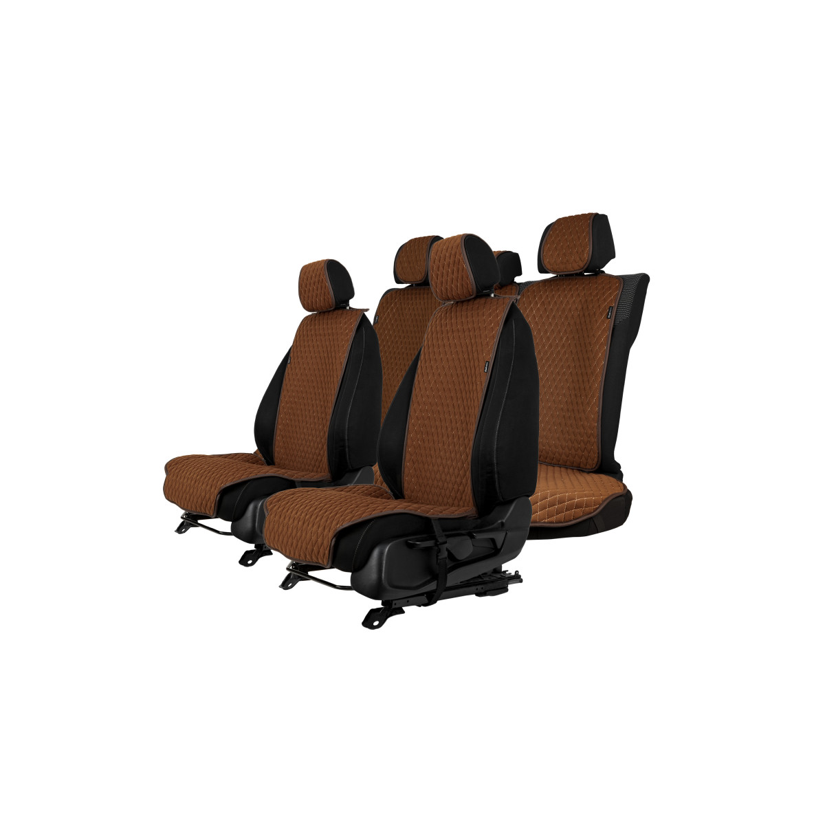 EVAtech Standard Seat Covers, 3 pcs - brown / brown edges / brown stitches