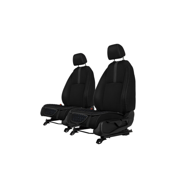 EVAtech Seat Cushion Covers, 2 pcs - black / black edges / blue stitches