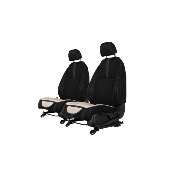 EVAtech Seat Cushion Covers, 2 pcs - beige / black edges / beige stitches