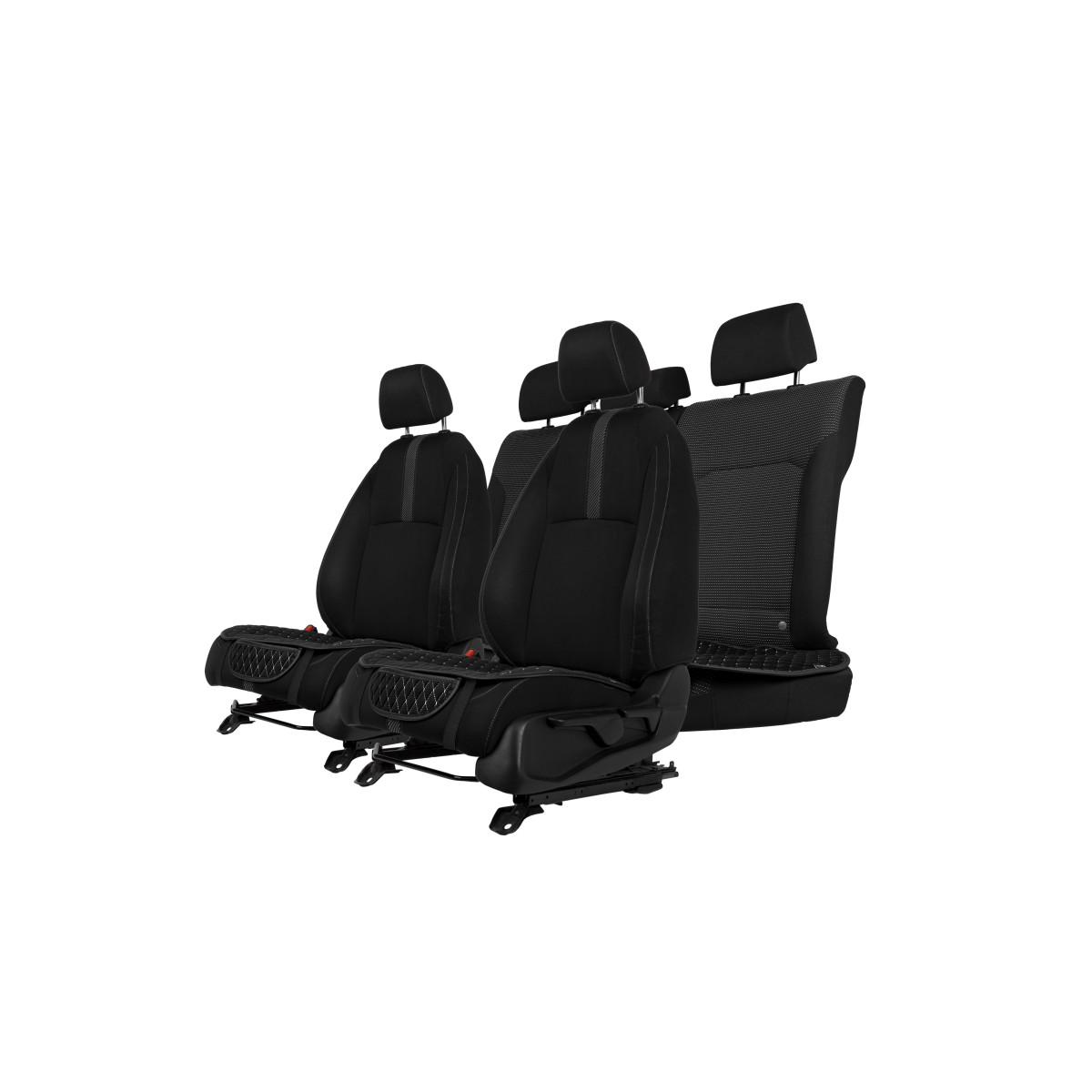 EVAtech Seat Cushion Covers, 3 pcs - black / black edges / white stitches