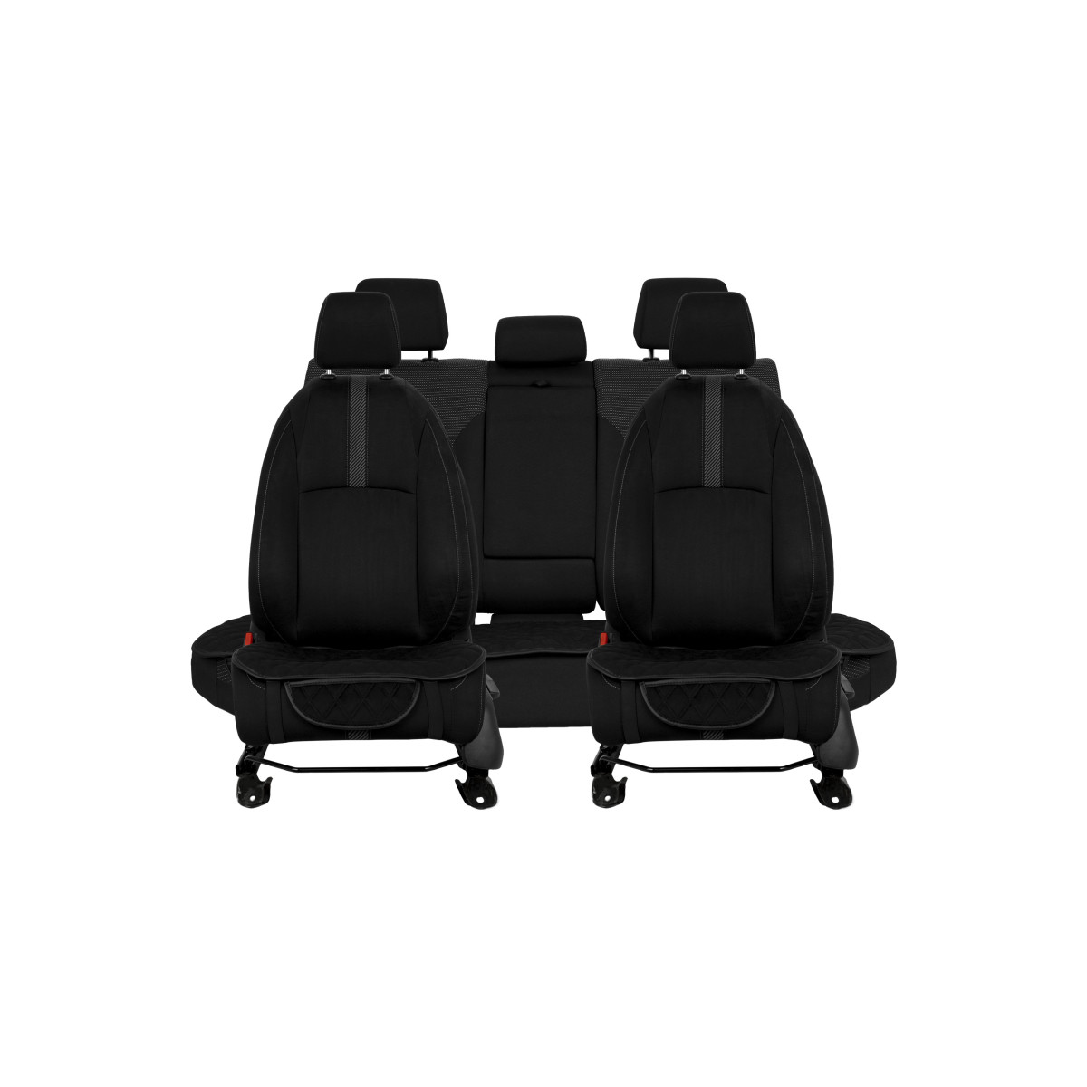 EVAtech Seat Cushion Covers, 3 pcs - black / black edges / black stitches