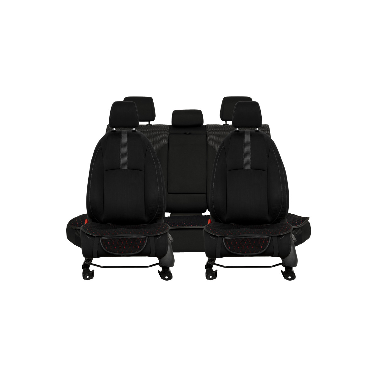 EVAtech Seat Cushion Covers, 3 pcs - black / black edges / red stitches