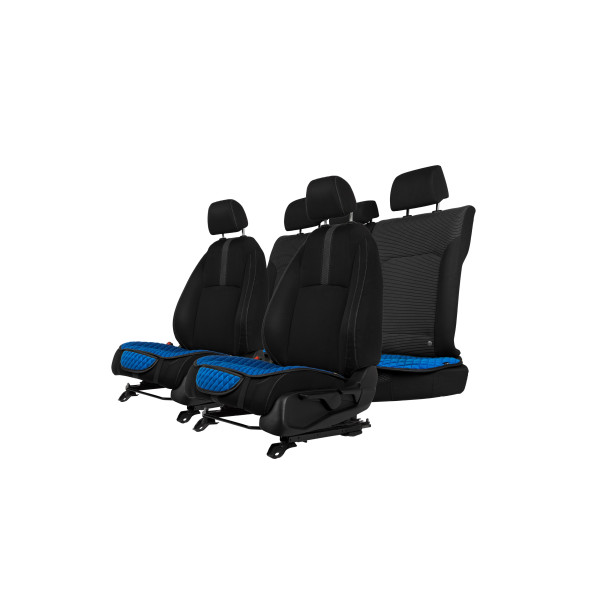 EVAtech Seat Cushion Covers, 3 pcs - blue / black edges / blue stitches