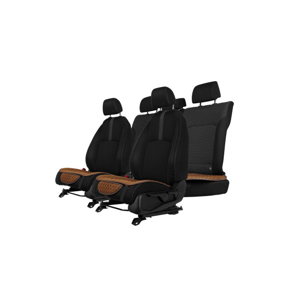 EVAtech Seat Cushion Covers, 3 pcs - brown / brown edges / brown stitches