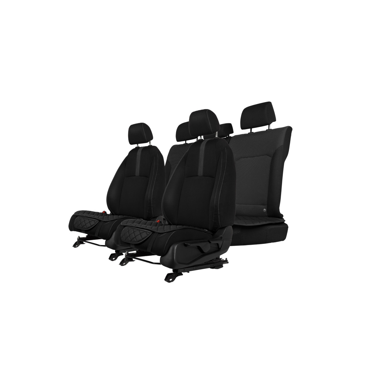 EVAtech ECO Seat Cushion Covers, 3 pcs - black / black edges / black stitches