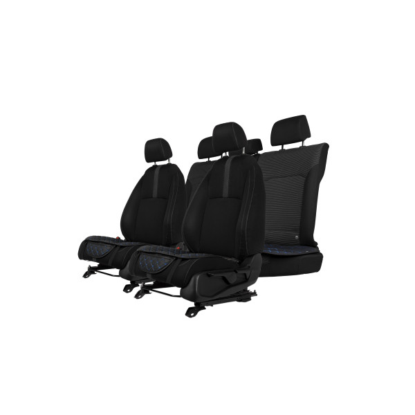 EVAtech ECO Seat Cushion Covers, 3 pcs - black / black edges / blue stitches