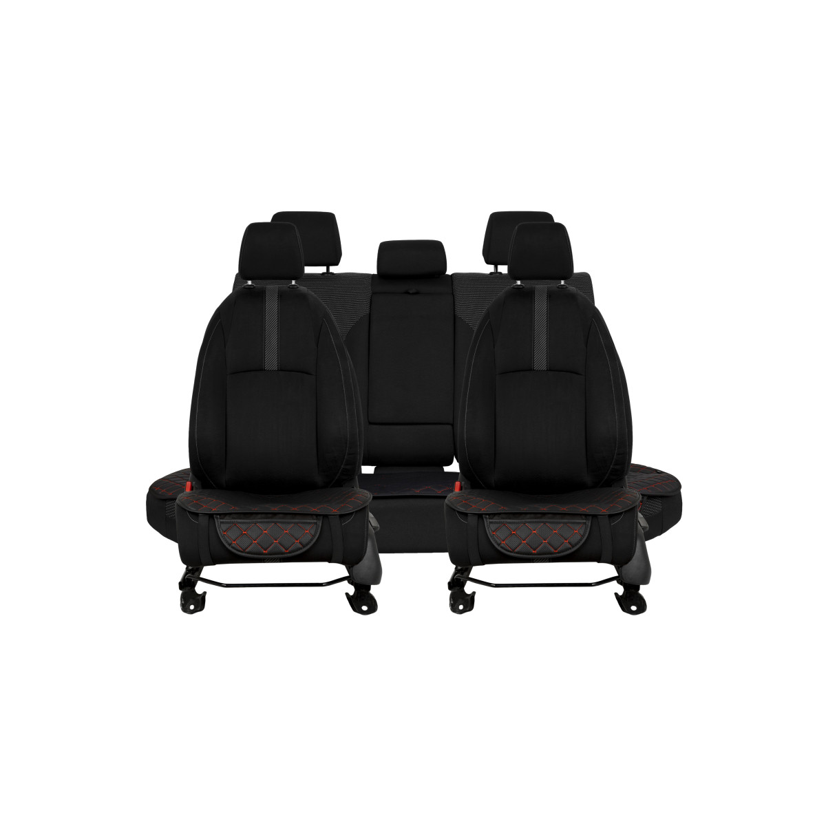 EVAtech ECO Seat Cushion Covers, 3 pcs - black / black edges / red stitches