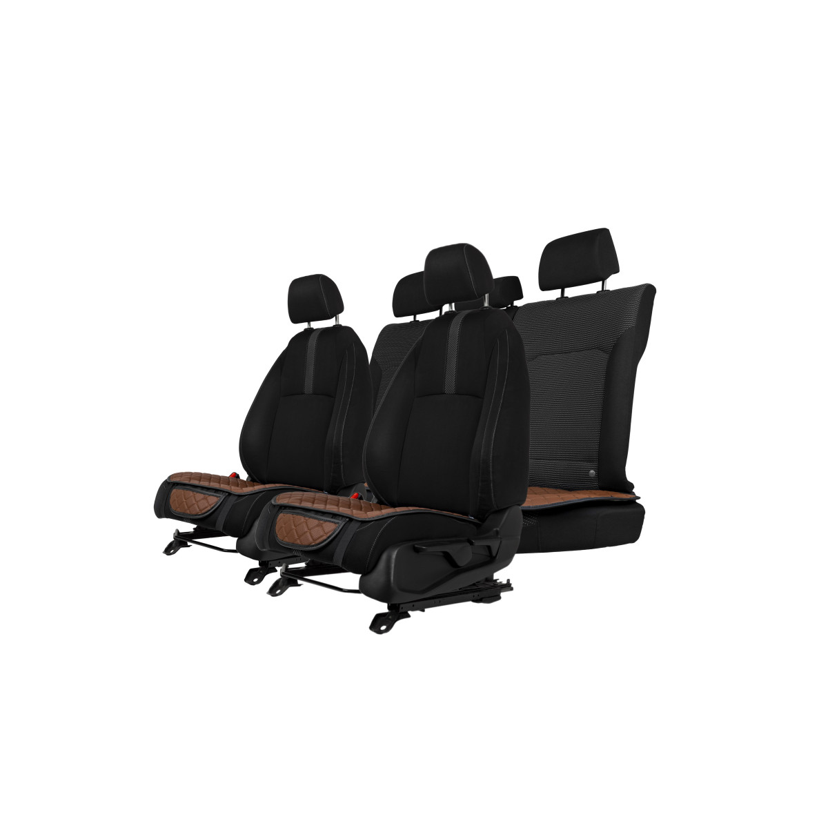 EVAtech ECO Seat Cushion Covers, 3 pcs - brown / black edges / brown stitches