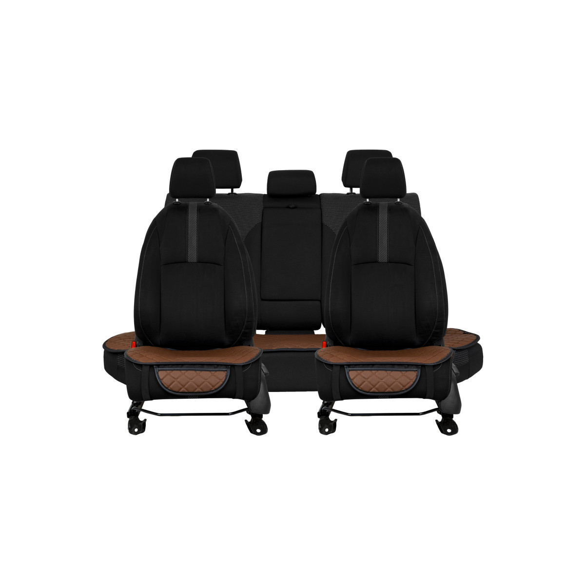EVAtech ECO Seat Cushion Covers, 3 pcs - brown / black edges / brown stitches