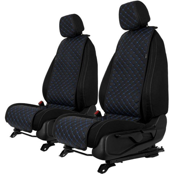 EVAtech ECO Basic Seat Covers, 2 pcs- black / black edges / blue stitches