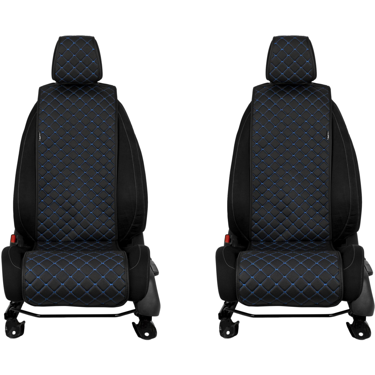 EVAtech ECO Basic Seat Covers, 2 pcs- black / black edges / blue stitches EVAtech ECO Basic Seat Covers, 2 pcs- black / black edges / blue stitches