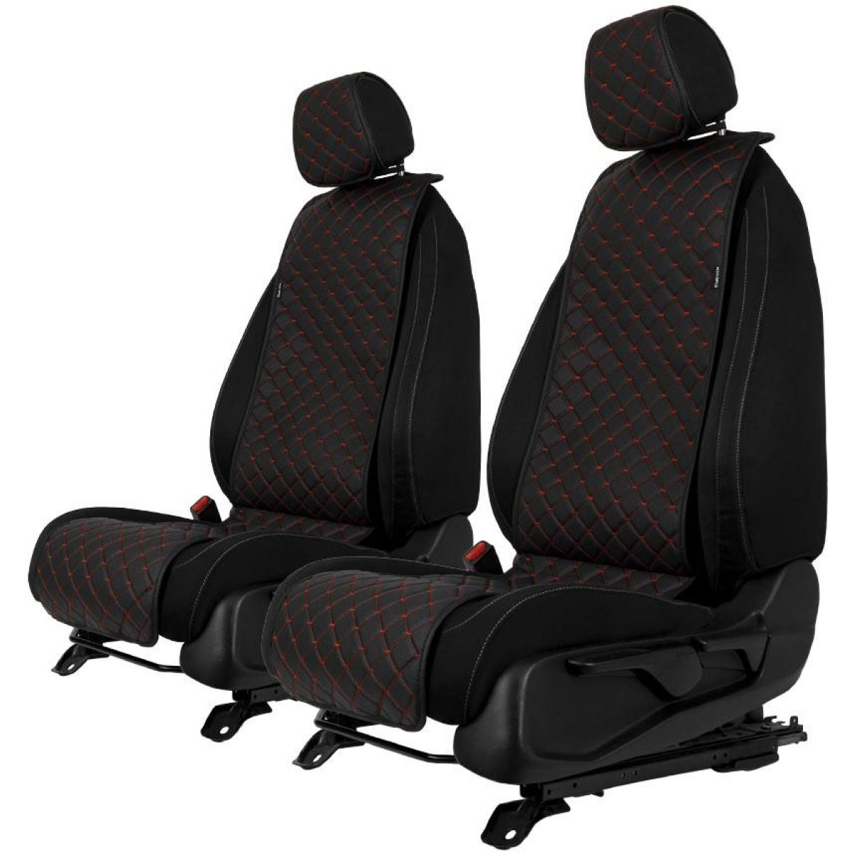 EVAtech ECO Basic Seat Covers, 2 pcs - black / black edges / red stitches EVAtech ECO Basic Seat Covers, 2 pcs - black / black edges / red stitches