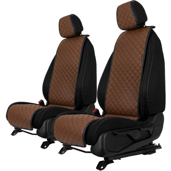 EVAtech ECO Basic Seat Covers, 2 pcs- brown / black edges / brown stitches