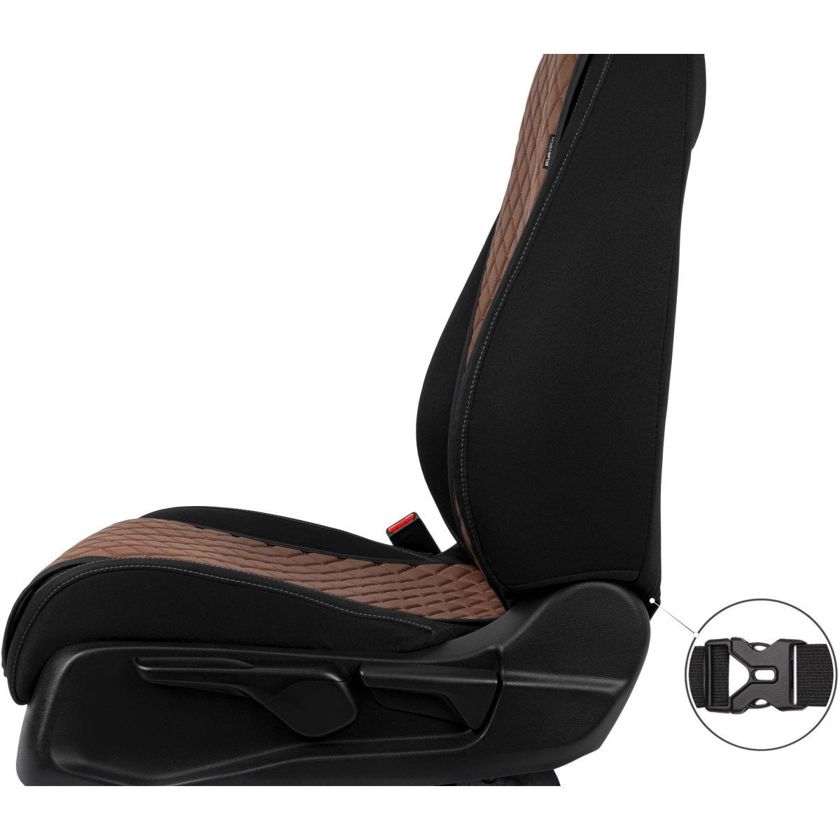 EVAtech ECO Basic Seat Covers, 2 pcs- brown / black edges / brown stitches EVAtech ECO Basic Seat Covers, 2 pcs- brown / black edges / brown stitches