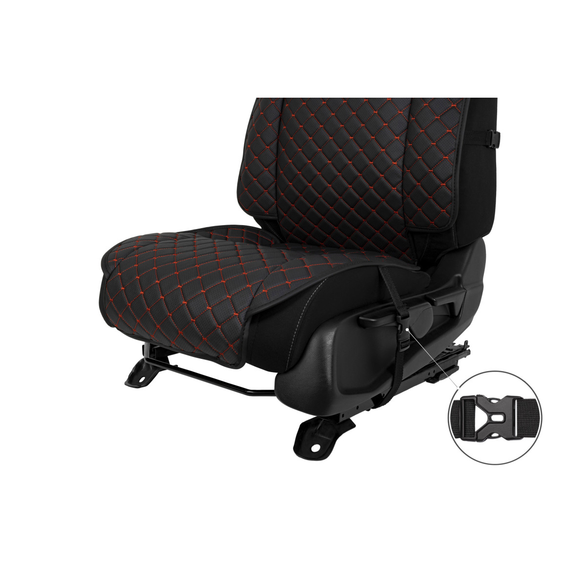 EVAtech ECO Max Seat Covers, 2 pcs - black / black edges / red stitches EVAtech ECO Max Seat Covers, 2 pcs - black / black edges / red stitches