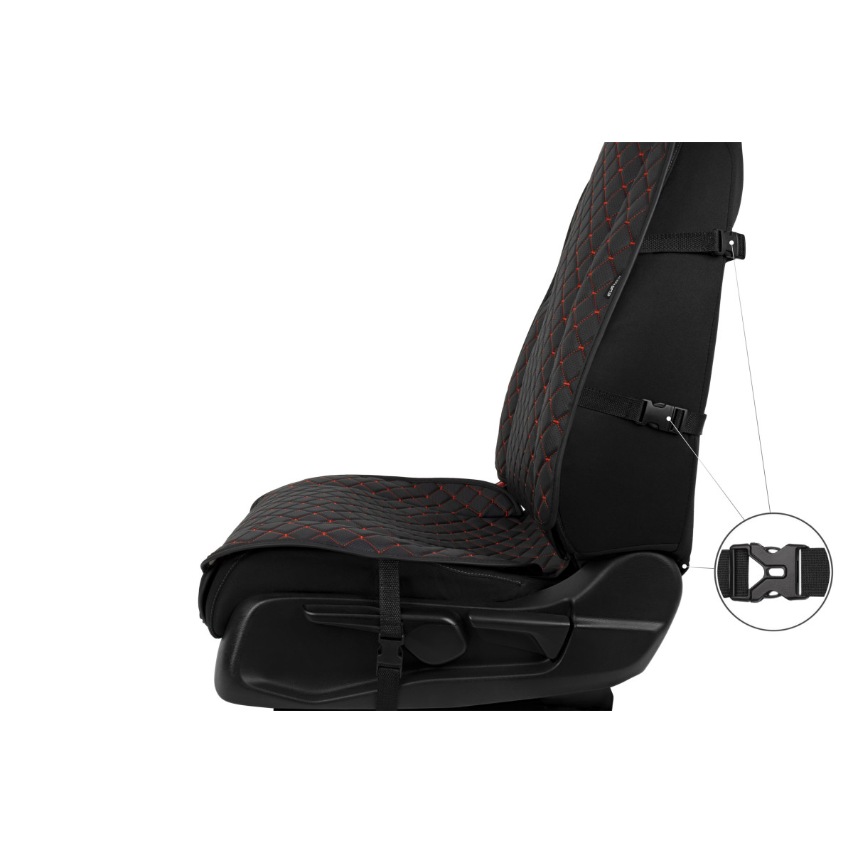 EVAtech ECO Max Seat Covers, 2 pcs - black / black edges / red stitches EVAtech ECO Max Seat Covers, 2 pcs - black / black edges / red stitches