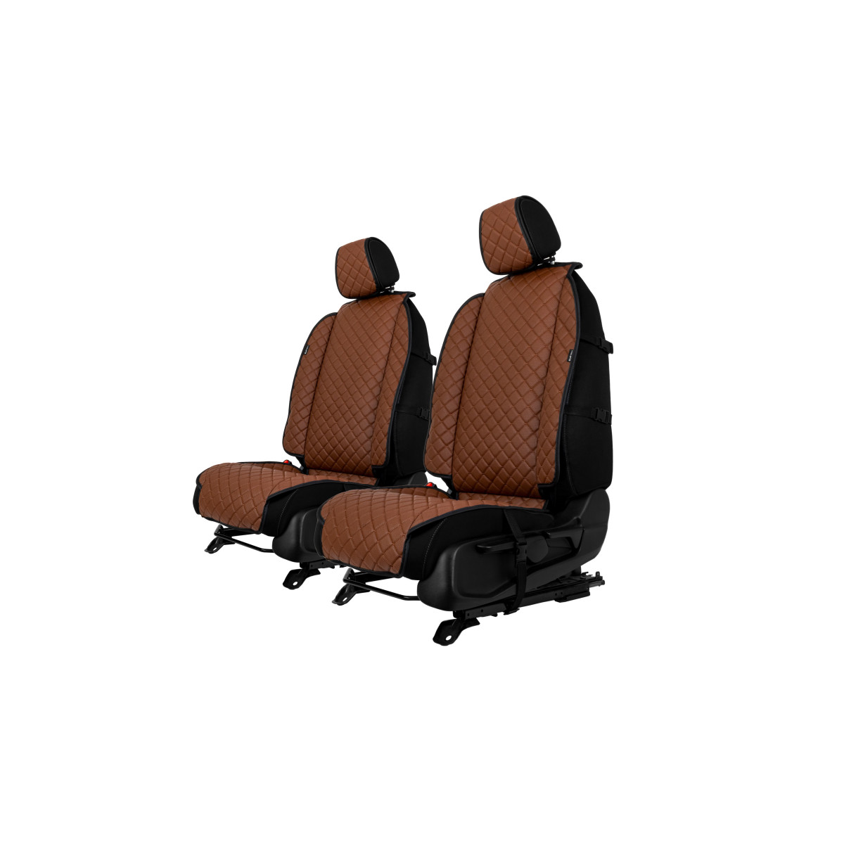 Seat covers EVAtech ECO Max, 2 pcs - brown / black edges / brown stitches Seat covers EVAtech ECO Max, 2 pcs - brown / black edges / brown stitches