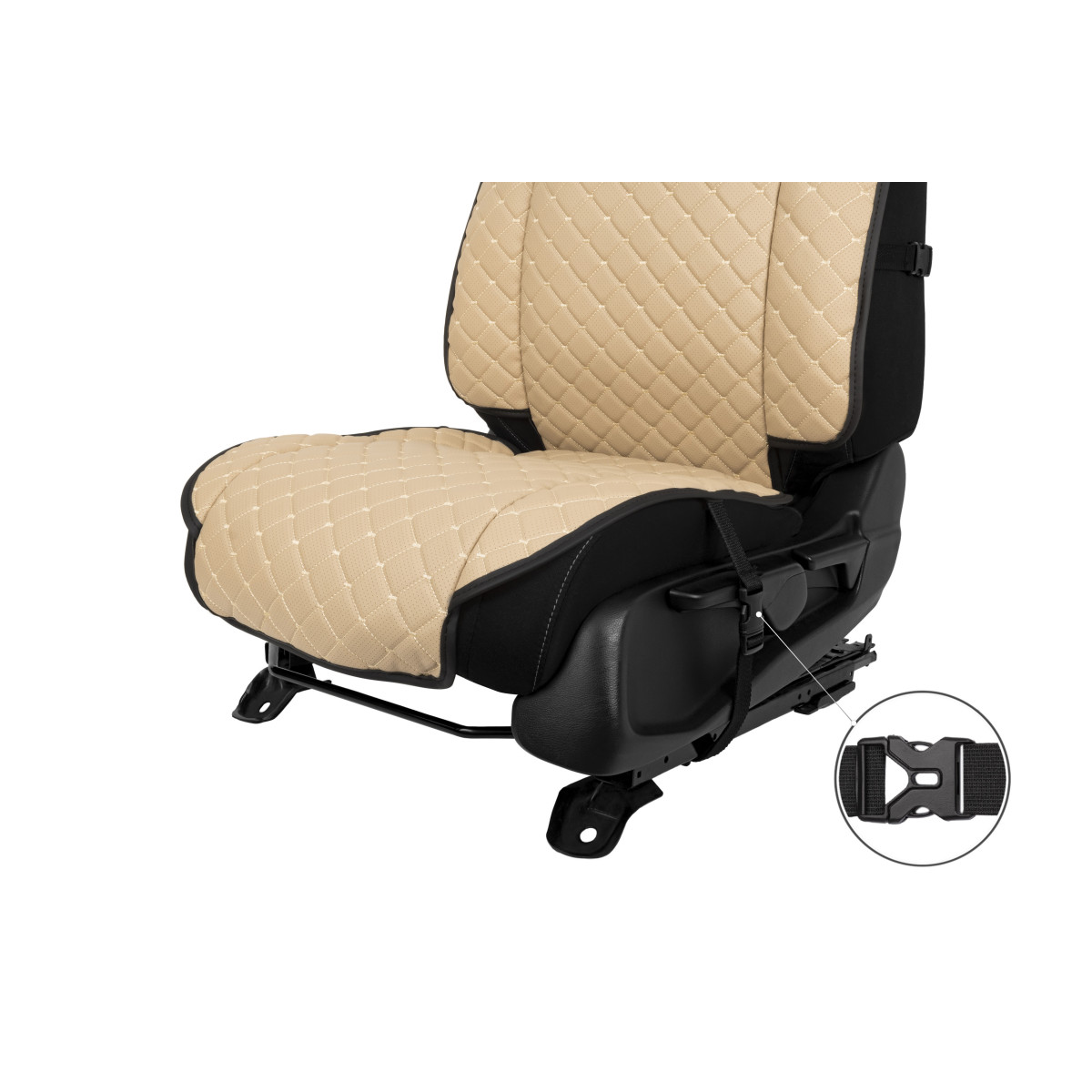 EVAtech ECO Max Seat Covers, 2 pcs - beige / black edges / beige stitches