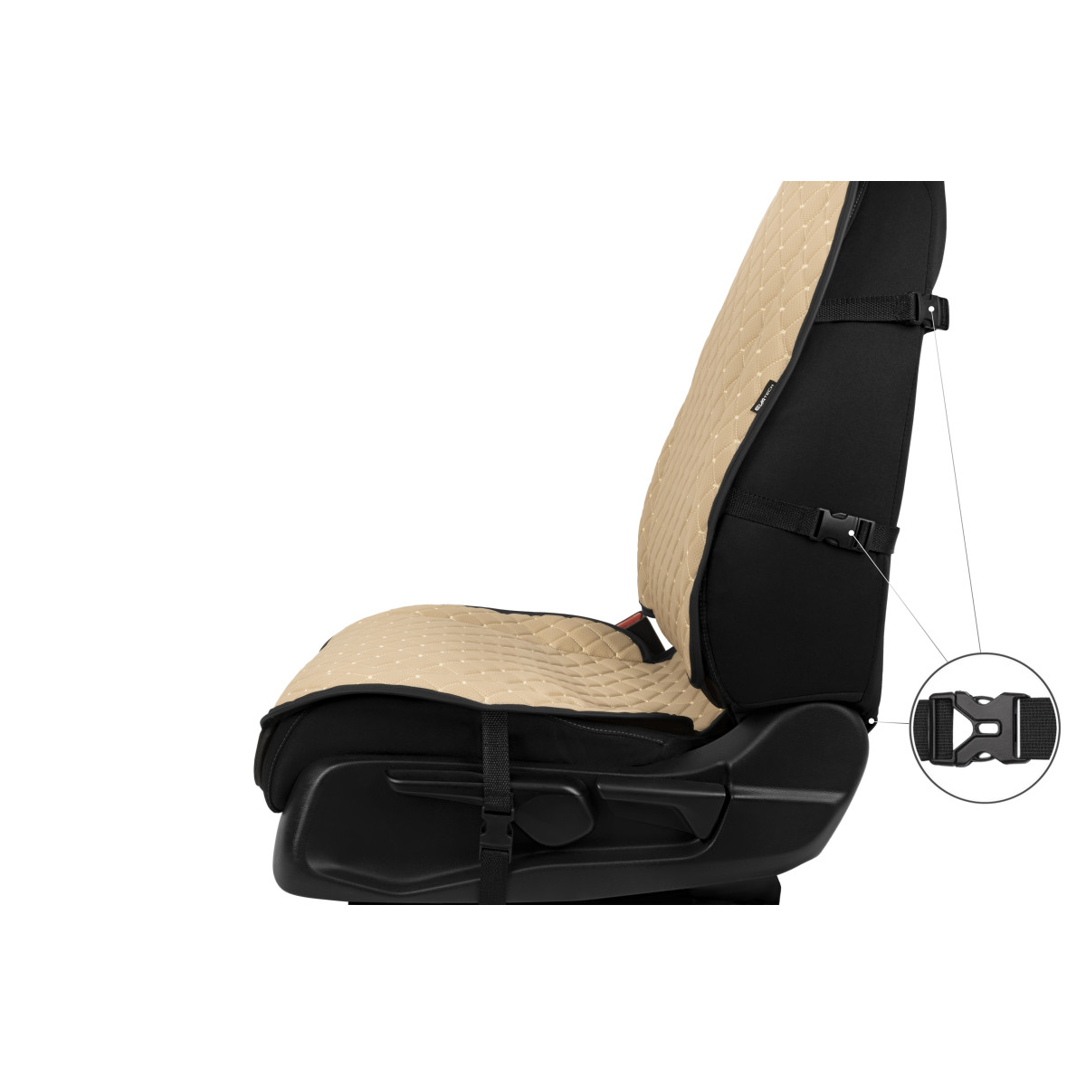 EVAtech ECO Max Seat Covers, 2 pcs - beige / black edges / beige stitches