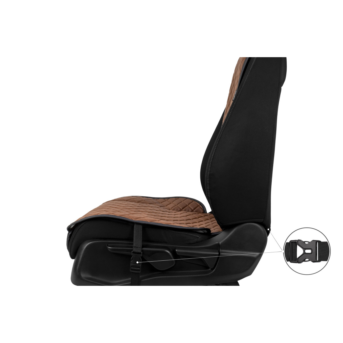 EVAtech ECO Standard Seat Covers, 2 pcs - brown / black edges / brown stitches EVAtech ECO Standard Seat Covers, 2 pcs - brown / black edges / brown stitches