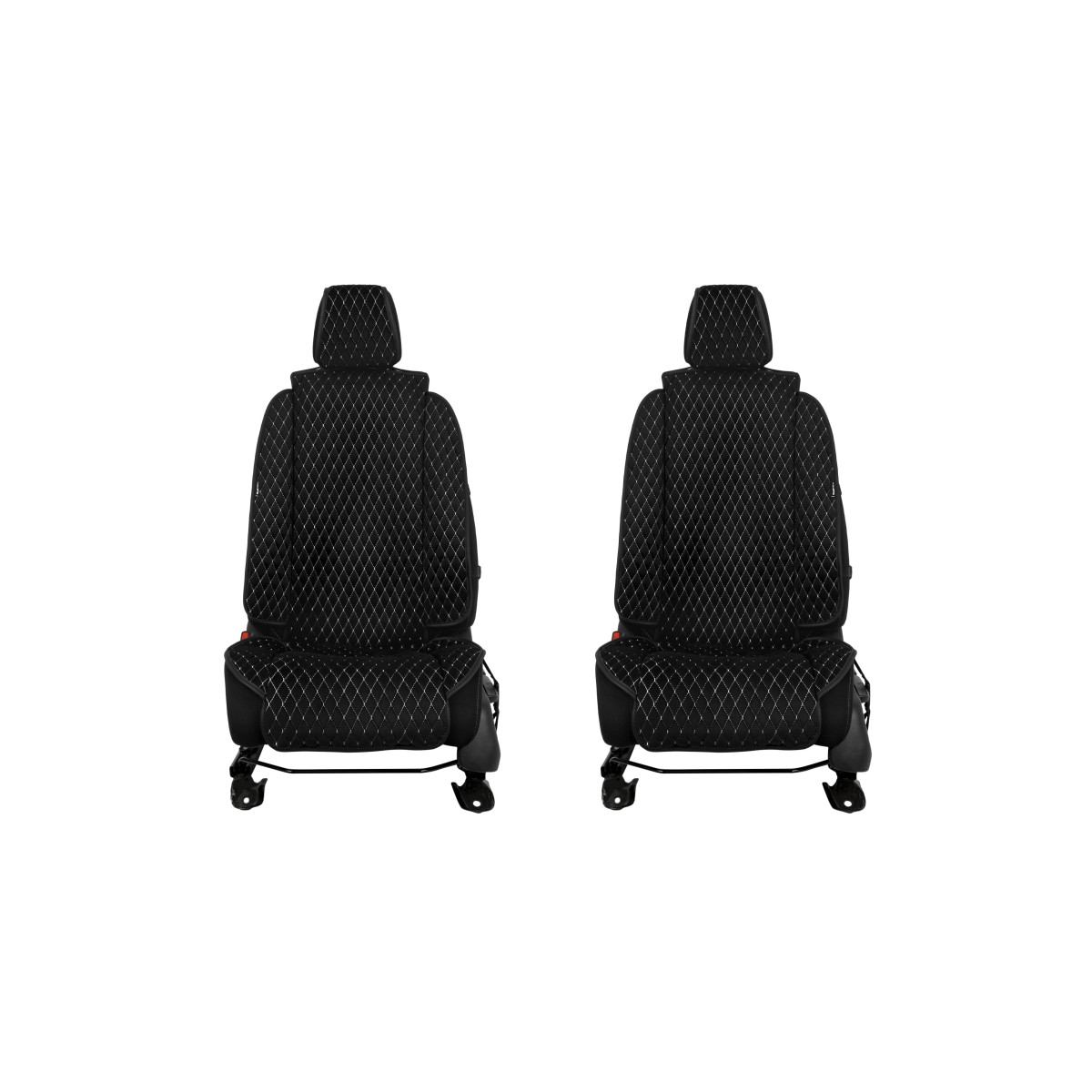 EVAtech Max Seat Covers, 2 pcs - black / black edges / white stitches EVAtech Max Seat Covers, 2 pcs - black / black edges / white stitches