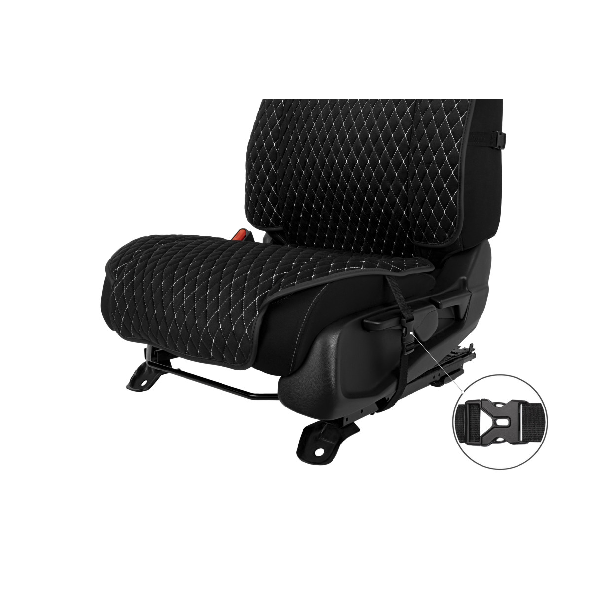 EVAtech Max Seat Covers, 2 pcs - black / black edges / white stitches EVAtech Max Seat Covers, 2 pcs - black / black edges / white stitches