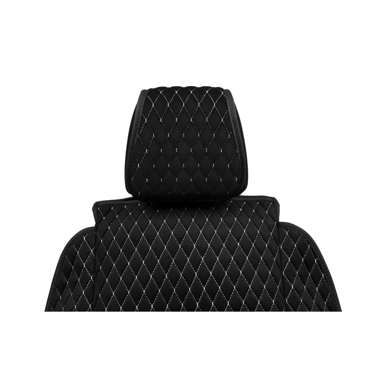 EVAtech Max Seat Covers, 2 pcs - black / black edges / white stitches EVAtech Max Seat Covers, 2 pcs - black / black edges / white stitches