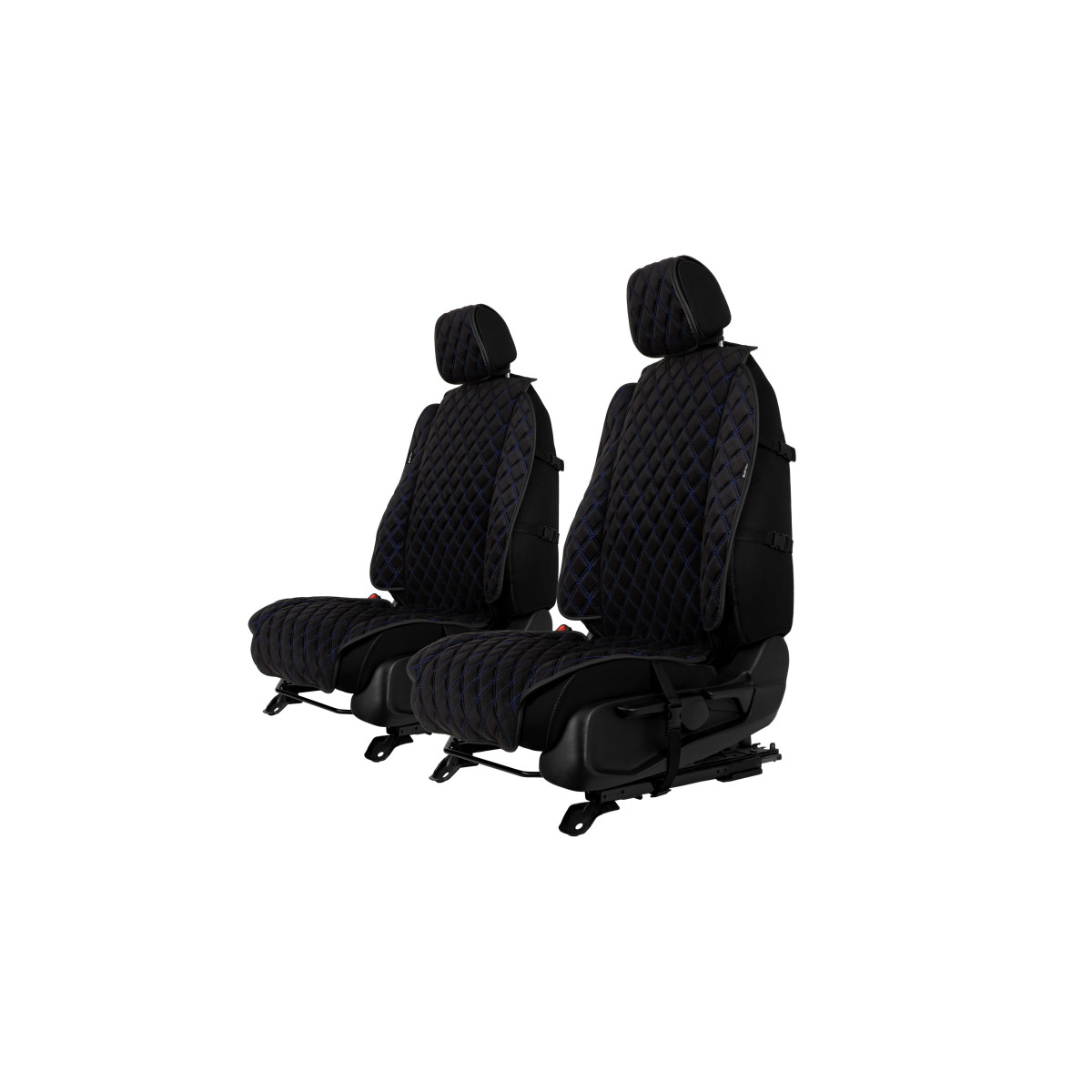 EVAtech Max Seat Covers, 2 pcs - black / black edges / blue stitches EVAtech Max Seat Covers, 2 pcs - black / black edges / blue stitches