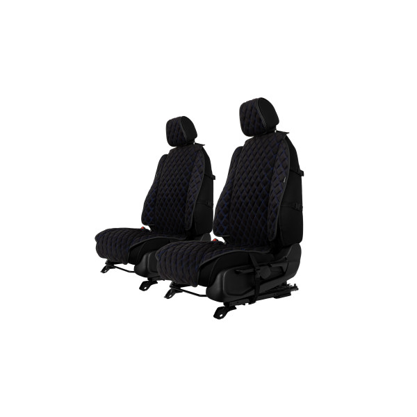 EVAtech Max Seat Covers, 2 pcs - black / black edges / blue stitches
