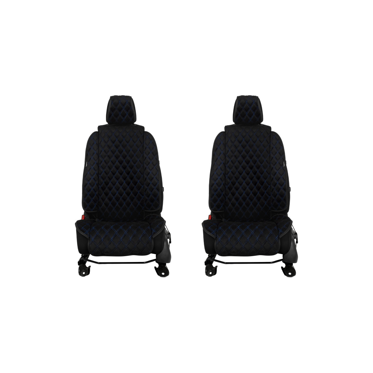 EVAtech Max Seat Covers, 2 pcs - black / black edges / blue stitches EVAtech Max Seat Covers, 2 pcs - black / black edges / blue stitches