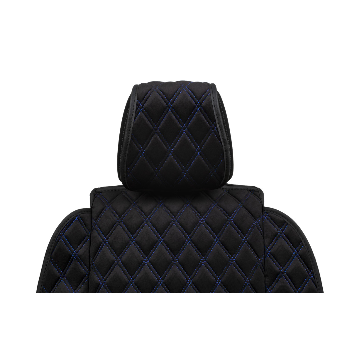 EVAtech Max Seat Covers, 2 pcs - black / black edges / blue stitches EVAtech Max Seat Covers, 2 pcs - black / black edges / blue stitches